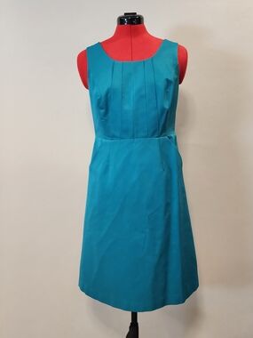The Limited Teal Sleeveless Pleated A-Line Dress With Pockets